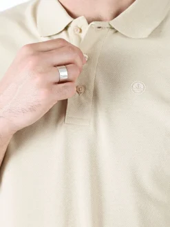 Navy Sail Polo da uomo in cotone a maniche corte - naturale