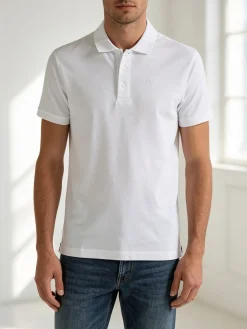 Navy Sail Polo da uomo in cotone a maniche corte - bianco
