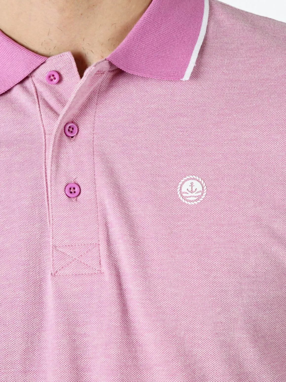 Navy Sail Polo da uomo in cotone a maniche corte con logo - rosa