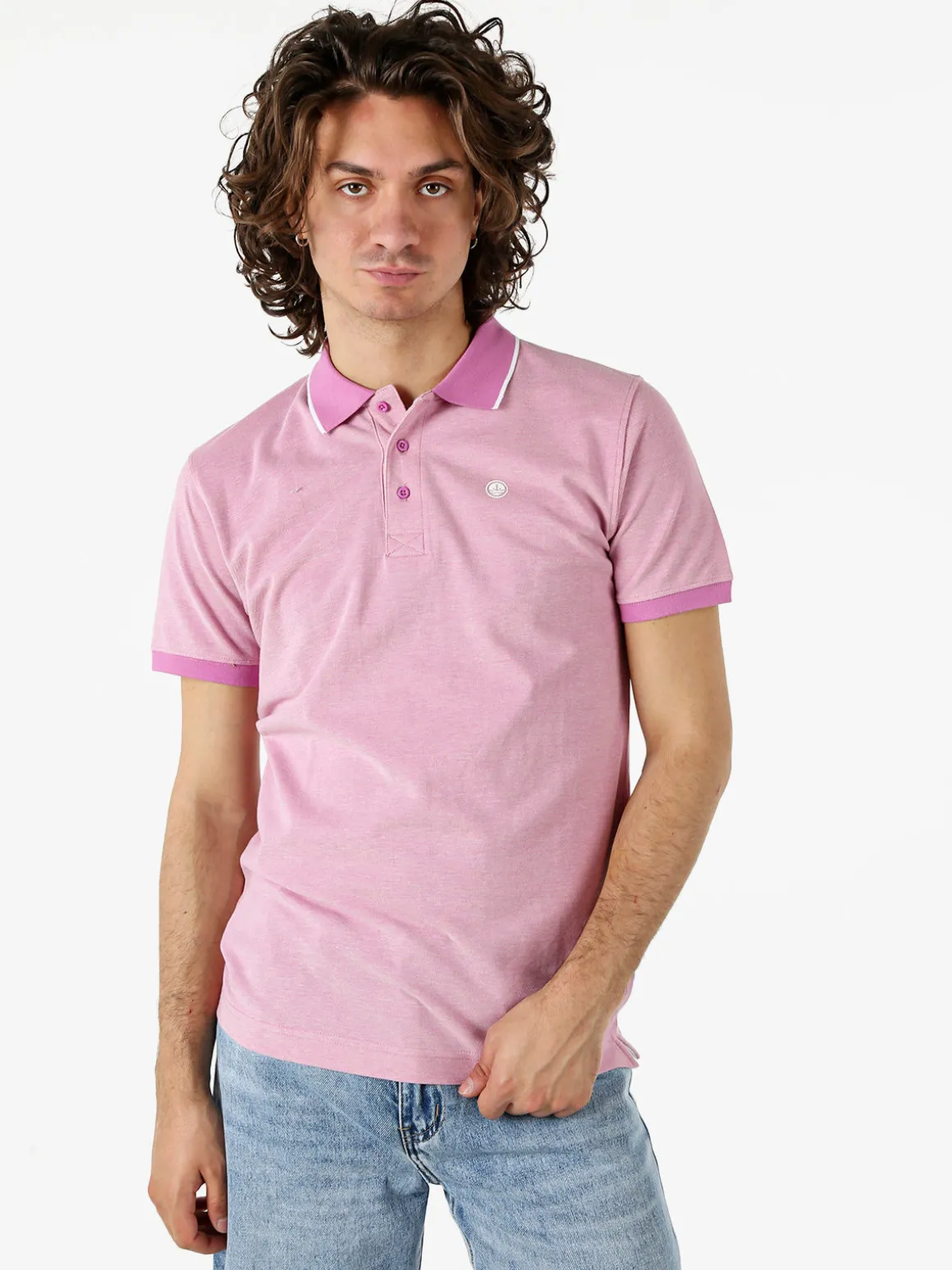 Navy Sail Polo da uomo in cotone a maniche corte con logo - rosa