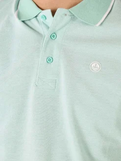 Navy Sail Polo da uomo in cotone a maniche corte con logo - acqua marina
