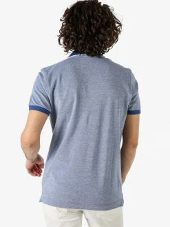 Navy Sail Polo da uomo in cotone a maniche corte con logo - blu