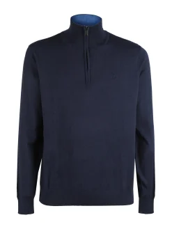 Navy Sail Pullover uomo mezza zip misto lana