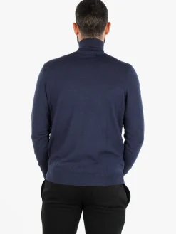 Navy Sail Pullover uomo mezza zip misto lana