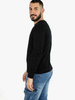Navy Sail T-shirt da uomo in cotone a manica lunga