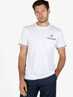 Navy Sail T-shirt da uomo in cotone con taschino