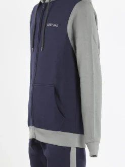 Navy Sail Tuta felpata da uomo con cappuccio e zip