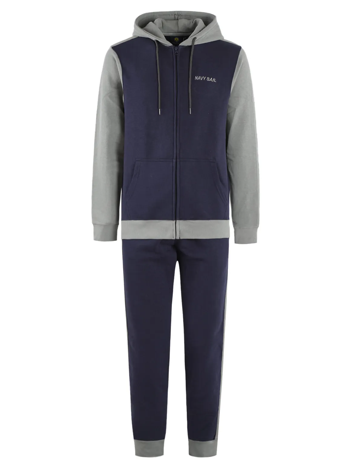 Navy Sail Tuta felpata da uomo con cappuccio e zip