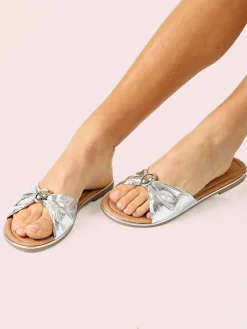 Nazareno Gabrielli Ciabatta donna con nodo - argento