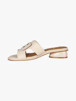 Nazareno Gabrielli Ciabatte donna in ecopelle con logo e tacco basso - beige