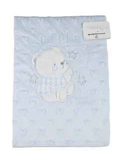Nazareno Gabrielli Copertina culla double face in pile con orsetto - azzurro