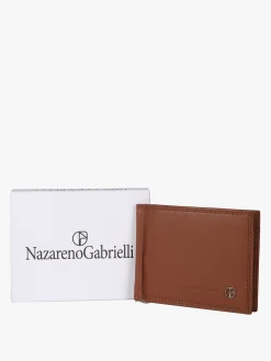 Nazareno Gabrielli Portatessere in pelle da uomo con fermasoldi