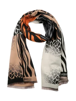 Nazareno Gabrielli Sciarpa donna con stampe animalier - cuoio
