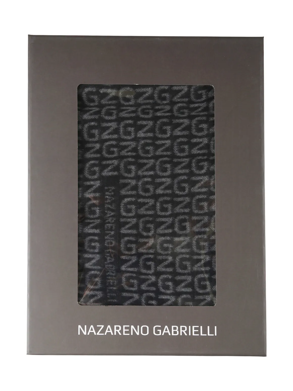 Nazareno Gabrielli Sciarpa uomo con stampe e finale sfrangiato - nero