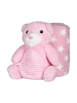 Nazareno Gabrielli Set regalo per neonati con coperta in pile e pupazzo orsetto - rosa