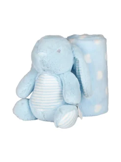 Nazareno Gabrielli Set regalo per neonati con coperta in pile e pupazzo coniglio - azzurro