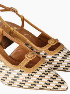 Nazareno Gabrielli Slingback donna aperte dietro con cinturino alla caviglia - cammello