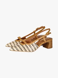 Nazareno Gabrielli Slingback donna aperte dietro con cinturino alla caviglia - cammello
