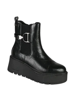 Nazareno Gabrielli Stivaletti donna con zeppa platform e zip - nero