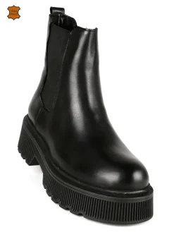 Nerofumo Stivaletti in pelle chelsea con tacco e plateau
