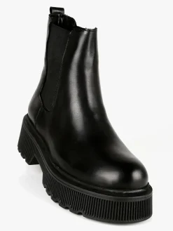 Nerofumo Stivaletti in pelle chelsea con tacco e plateau