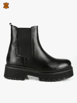 Nerofumo Stivaletti in pelle chelsea con tacco e plateau