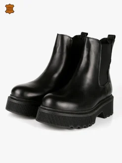 Nerofumo Stivaletti in pelle chelsea con tacco e plateau