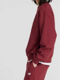 New Balance SPORT ESSENTIALS LOGO CREW Felpa girocollo da donna - bordeaux