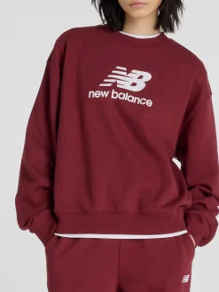 New Balance SPORT ESSENTIALS LOGO CREW Felpa girocollo da donna - bordeaux
