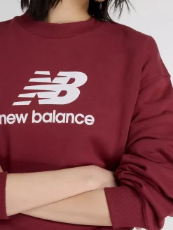 New Balance SPORT ESSENTIALS LOGO CREW Felpa girocollo da donna - bordeaux