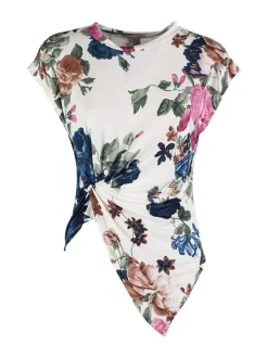 New Collection Blusa donna fiorata a maniche corte