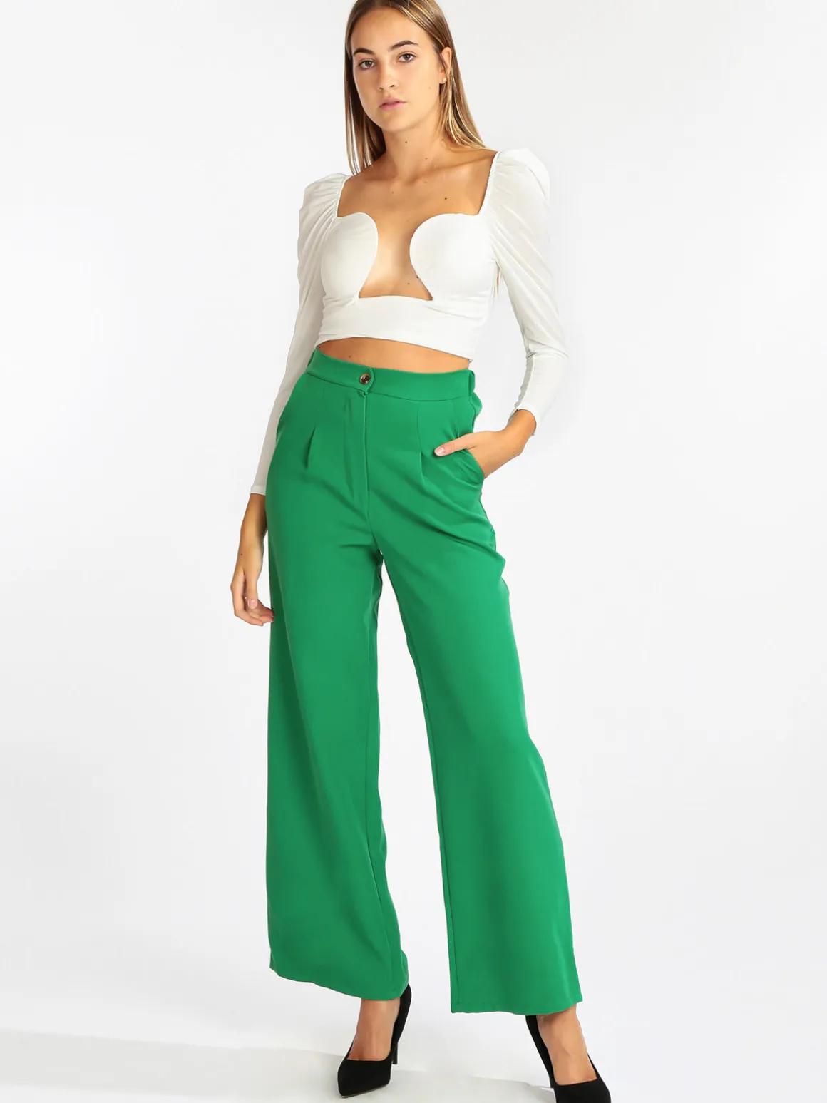 New Collection Pantaloni donna a gamba larga con tasche