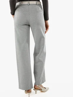 New Gj Pantaloni donna a palazzo spigati con cintura - grigio
