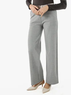 New Gj Pantaloni donna a palazzo spigati con cintura - grigio
