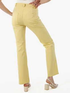 New Gj Pantaloni donna a zampa con cucitura centrale - giallo