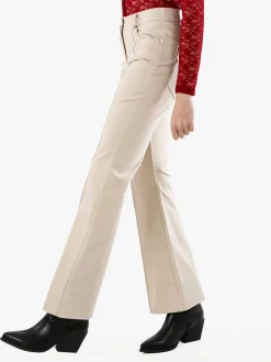 New Gj Pantaloni donna a zampa con cucitura centrale - beige