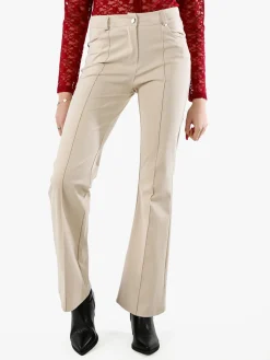 New Gj Pantaloni donna a zampa con cucitura centrale - beige