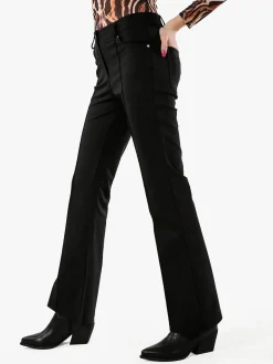 New Gj Pantaloni donna a zampa con cucitura centrale - blu scuro