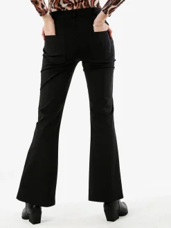New Gj Pantaloni donna a zampa con cucitura centrale - blu scuro