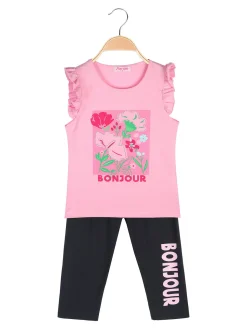 New Kids Completo da bambina con t-shirt e leggings a 3/4