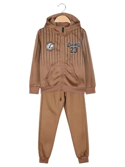 New Kids Completo tuta 2 pezzi da bambino con cappuccio - cammello