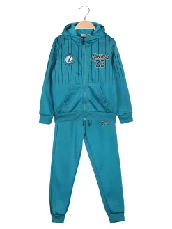 New Kids Completo tuta 2 pezzi da bambino con cappuccio - ottanio