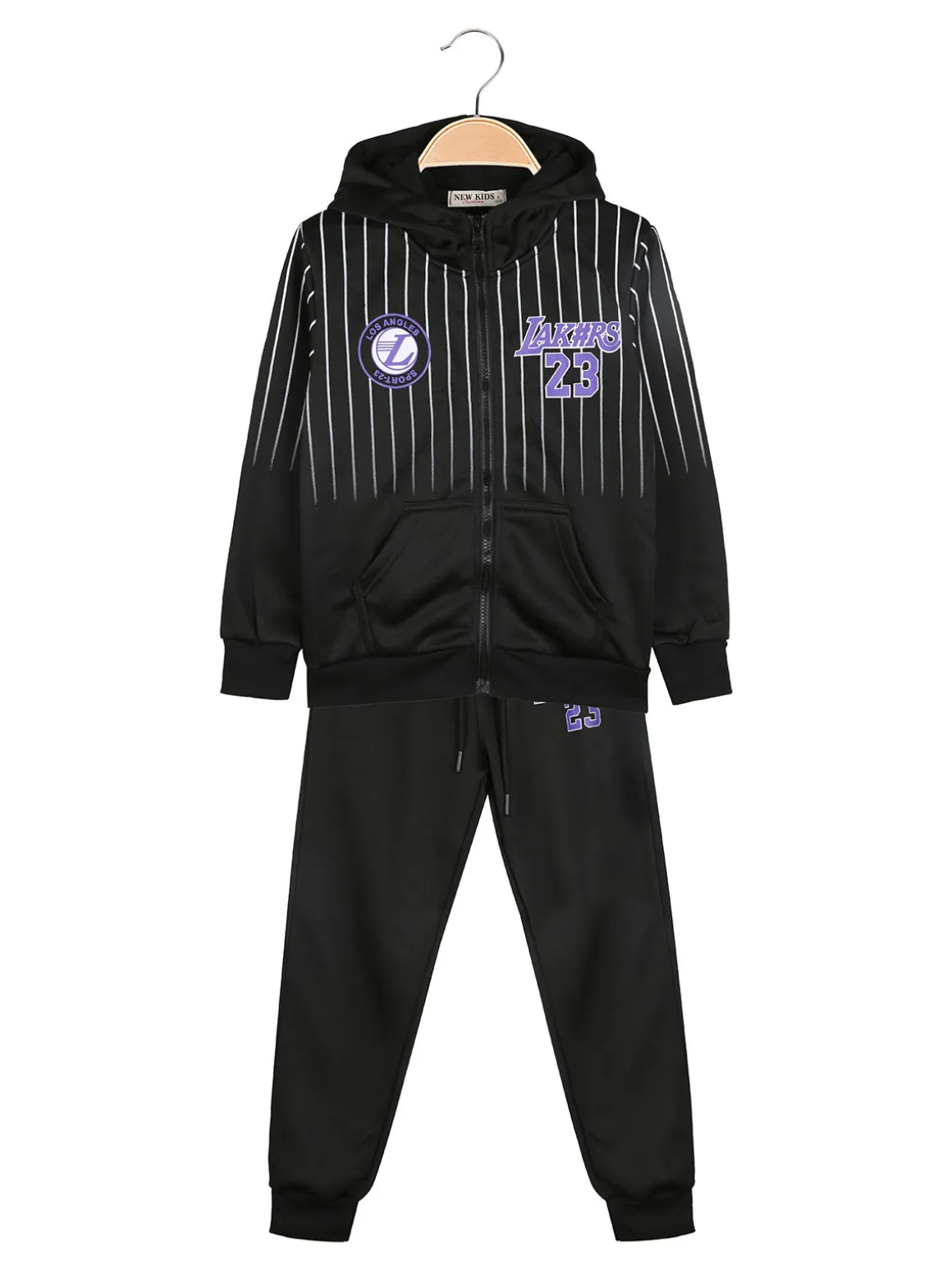 New Kids Completo tuta 2 pezzi da bambino con cappuccio - nero