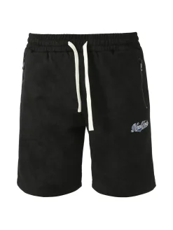New Mentality Bermuda da uomo con coulisse e tasche frontali con zip - nero