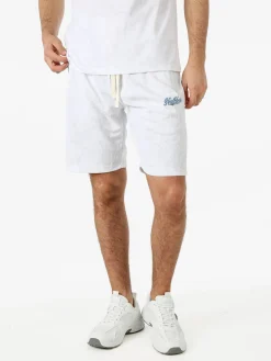 New Mentality Bermuda da uomo con coulisse e tasche frontali con zip - bianco