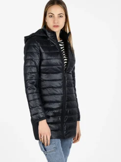 Non Solo Moda Giubbotto donna lungo modello 100grammi con cappuccio