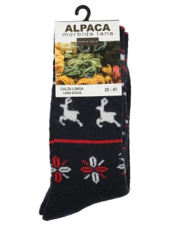 North Pole Calze lunghe da donna in lana di alpaca - blu scuro