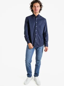 Norway Camicia da uomo in cotone a maniche lunghe - blu scuro