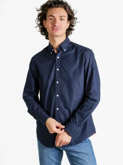 Norway Camicia da uomo in cotone a maniche lunghe - blu scuro