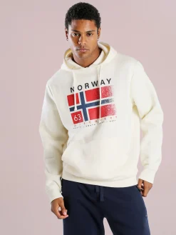 Norway Felpa da uomo con cappuccio - panna